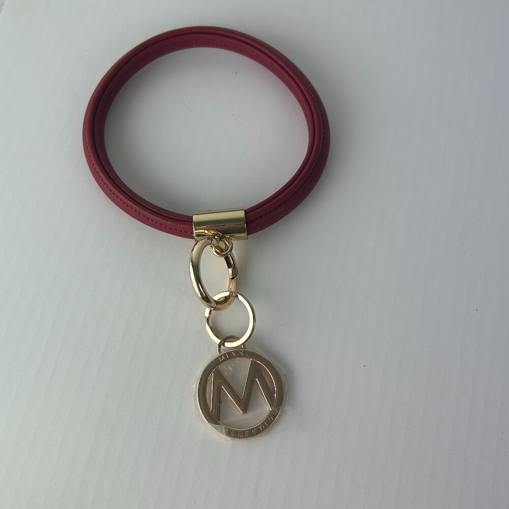 Mia K Bracelet & Key ring Chain Red Faux leather